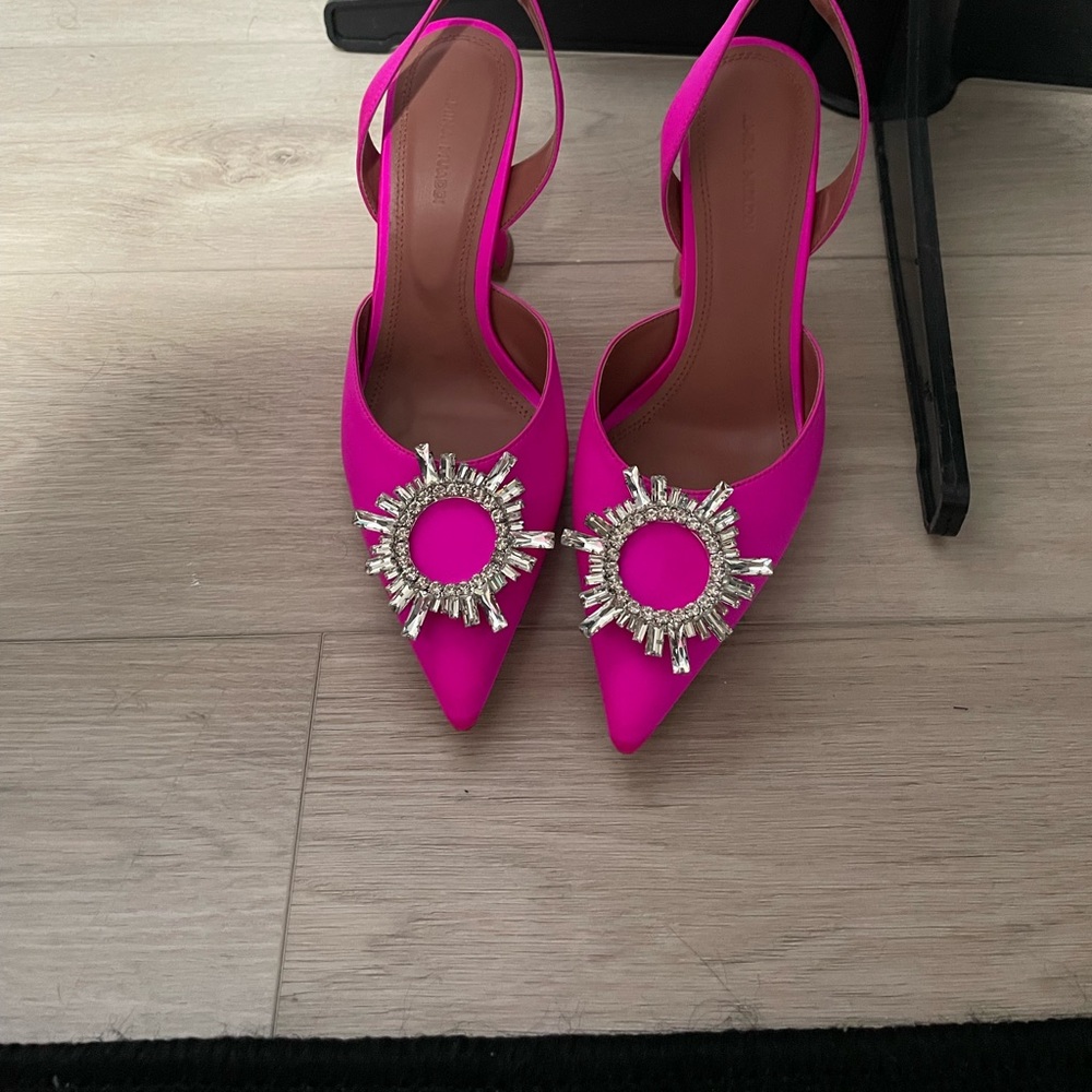 Amina Muaddi Begum Pink Rasberry Sling